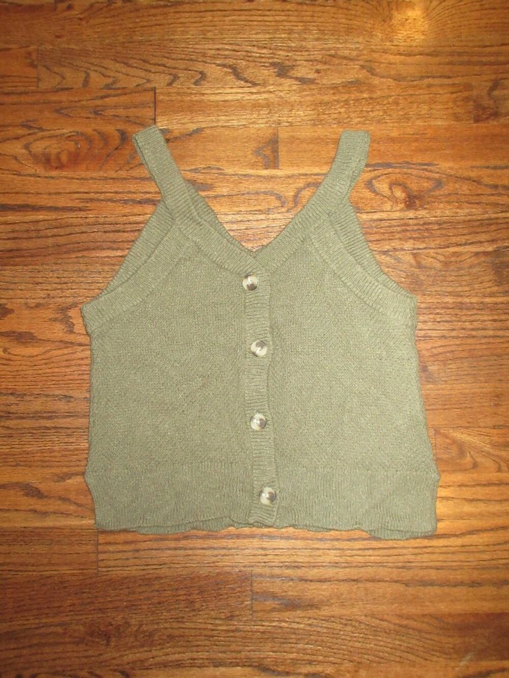 Madewell Wakefield Button Front Sweater Tank Dried Clover Size M